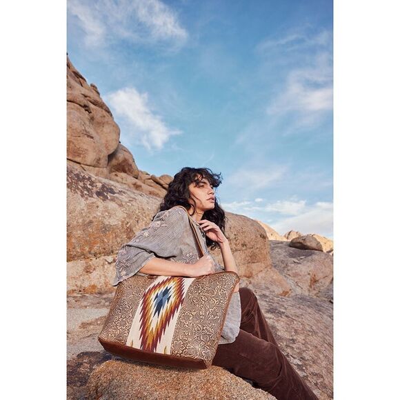 Myra Bag Handmade Titios Tote Bag Upcycled Canvas & Cowhide Leather - Picture 8 of 8